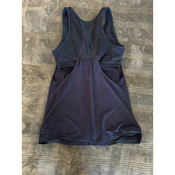 Athleta Gel Mesh Supercharged 2-in-1 Shelf Bra Tank Top Womens XS Blue Racerback - Picture 9 of 14